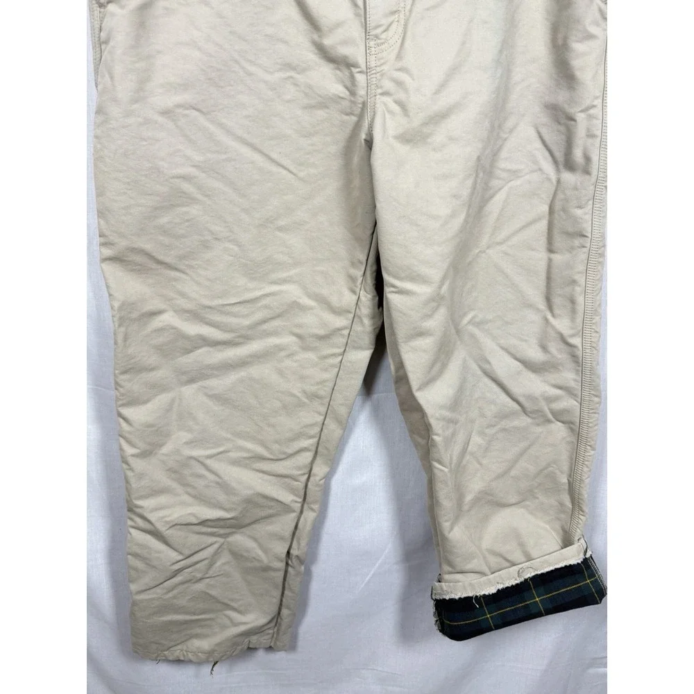Lands' End Men's‎ Khaki Lined Pants Size 40 Flannel Plaid Winter Cotton